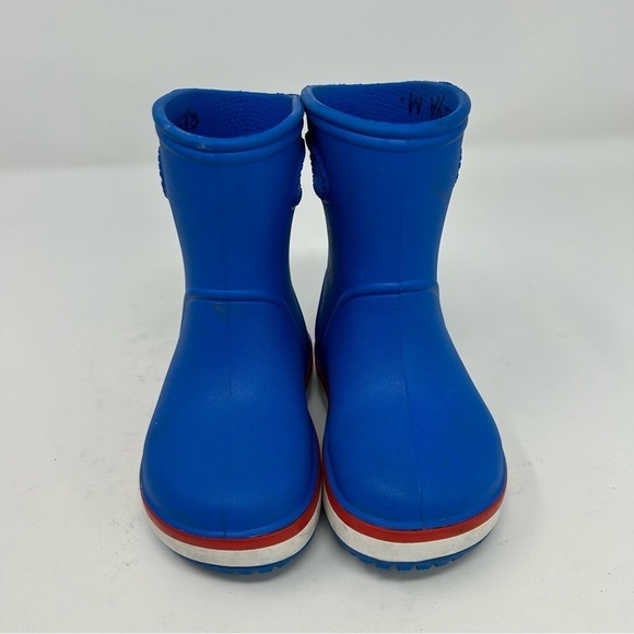 Crocs Unisex Child Kids Light Blue Rain Boots Size C6 Red and White Striped - Picture 5 of 13